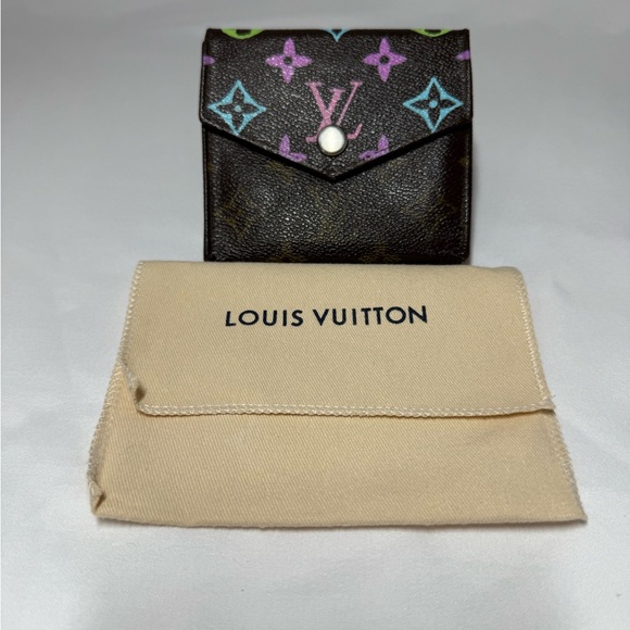 Authentic Louis Vuitton monogram compact wallet with custom painted design - Picture 1 of 10